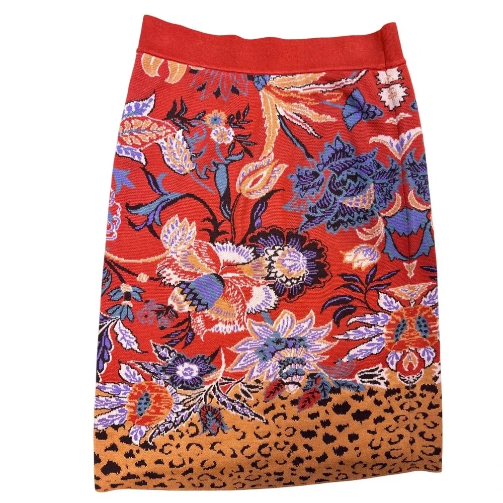 Maeve Anthropologie Delphinia Leopard Knit Pencil Skirt Women's Large